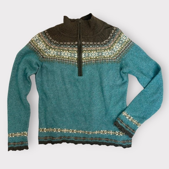 Eddie Bauer Fair Isle Pullover Cashmere, Cotton, Wool, Angora Blend Sweater - Picture 4 of 7